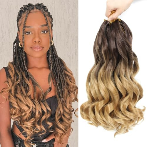 French Curl Braiding Hair 12 Inch 8 Packs Curly Braiding Hair Pre Stretched French Curls Braiding Extension Curl Crochet Braids Spiral Extensions (OT4/27#, 12 Inch (Pack of 8))