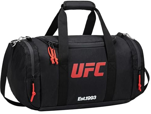 UFC Ultimate Fighting Championship - Offizielle Sporttasche, Schwarz, Polyester, 50 x 26 x 26 cm, 1 großes Hauptfach + 3 Taschen