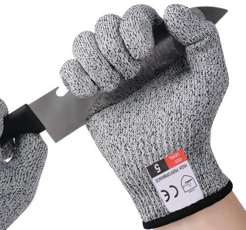 flintronic Schnittfeste Handschuhe, 1 Paar Schnittschutzhandschuhe küche, Schnitzhandschuhe für Erwachsene, Schnitthandschuhe Küche, Gartenhandschuhe, Schnittschutz Handschuhe, Level 5 Schutz(L)