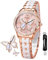 OLEVS Damenuhr Roségold Diamanten Elegante Quar Armbanduhr mit Edelstahl Keramik Zweifarb-Armband, 30 m wasserdicht & Leuchtzeigern – Modische Damenuhren für Beruf, Abendmode Geschenkanlässe