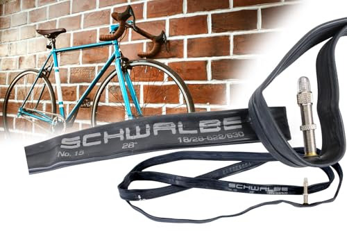 2X Fahrradschlauch 28 Zoll x 0.75-1.10 Zoll, Schwalbe-Nr.15 ETRTO 18/28-622/630 DV Blitzventil 40mm, Schlauch 27/28 Zoll x 3/4, x 7/8, Rennrad 700c, 25-622