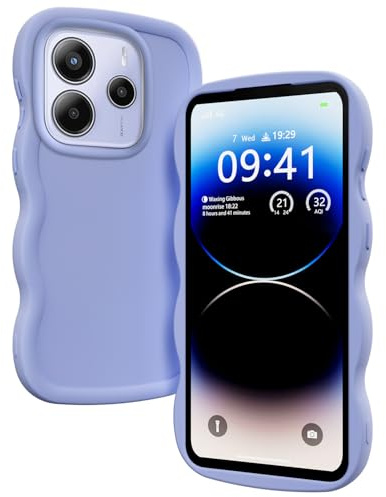XINYEXIN Wavy Hülle für Xiaomi Redmi Note 14 5G | Niedliche Handyhülle, Wellenrand, Angenehmer Griff, Weiches Silikon, Stoßfest, Violett