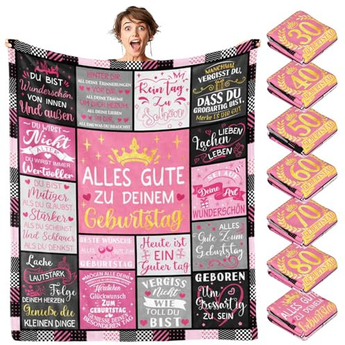 SIMIEEK Geburtstagsgeschenk für Frauen, Beste Freundin Geschenke, Geschenke für Freundin zum Geburtstag, Geburtstagsdecke Decke mit Spruch, Birthday Bed Throw Balnket Gift, 200 x 150 cm