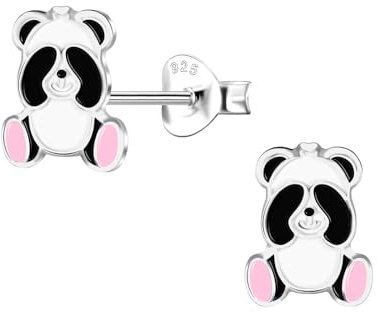 Monkimau Mädchen Ohrringe Panda | Ohrstecker aus 925 Sterling Silber | Kinderohrringe hypoallergen