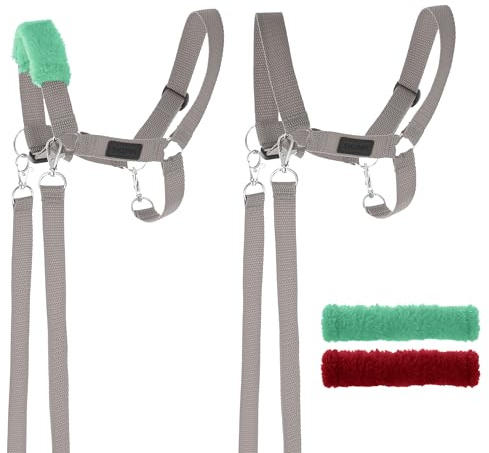 SKIPPI Halfter für Hobby Horse - Grau, Hobby Horse Zubehör, Zügeln und 2 Polster im Set, Universalgröße Halfterset