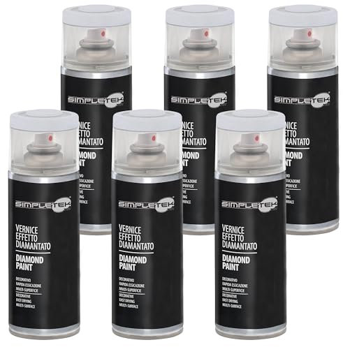 SIMPLETEK - 6 x V400DIAM.1 Spray Paint Grey Diamond Effect 400 ml Paint Special Finishes Glitter Pearlescent (Kit of 6 pieces)