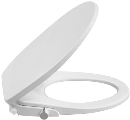 Senfot Bidet Toilettensitz Rund, Nicht Elektrisch Selbstreinigende Doppeldüsen Toilettensitz Mit Absenkautomatik Deckel, Sprüher Umgebungswassertemperatur, Weiß Bidet Befestigung Einfache Installation
