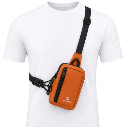 Ruijng Wasserdichte Brusttasche Umhängetasche für Damen und Herren | Leichte Crossbody Tasche mit 2 Fächern und verstellbarem Gurt für Joggen, Wandern, Fitness und Outdoor-Aktivitäten