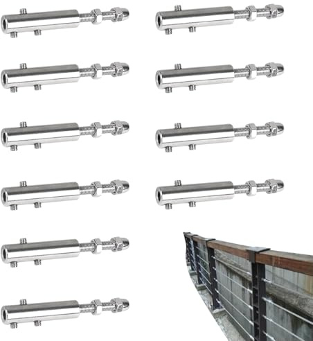 Acunny Spannschloss zum Spannen von Kabel und Draht, 10-teiliges Set mit Seil und Hardware für den intensiven Gebrauch im Freien, Garten, Kletterpflanzen und Sonnensegel