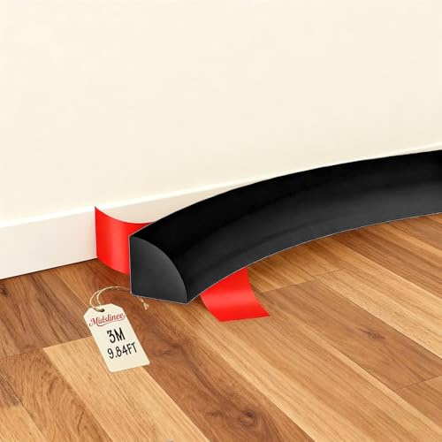 Midslinee Noir 3M Moulures Décoratives en Silicone, Plinthe Souple Autocollante, Plan de Travail de Cuisine, Barre d'angle Flexible pour Salle de Bain, Cuisine, Salon