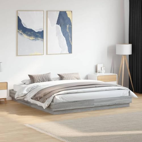 CIOURSTO Doppelbett Rahmen Basis-Kingsize Bett Basis mit Sperrholz Lamellen Komfortable Schlafzimmer Möbel (180 x 200 cm)