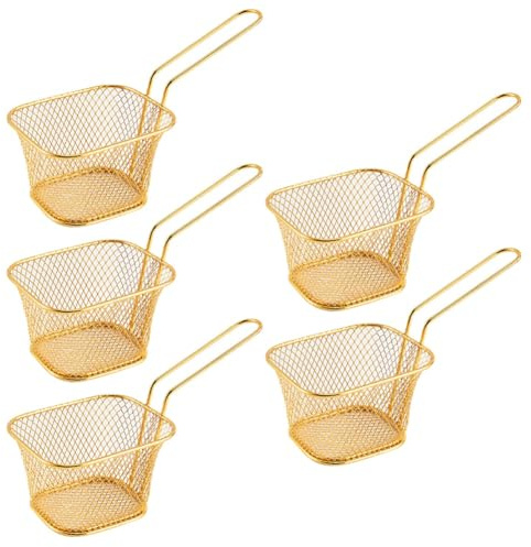 Pqahffowr Frying Basket Mini French Fries Frying Basket Square Oil Filter Frying Basket Snack Tableware Basket Small