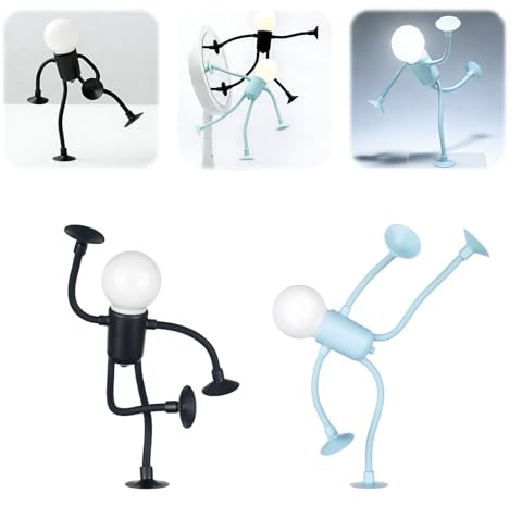 nnOuOnn Changeable Shape Funny Sportsman Night Light, 2026 DIY Mini Light Bulb Man, Bendable Suction Cup Desk Lamp, Unique Decor for Adult' Bedrooms, Living Rooms