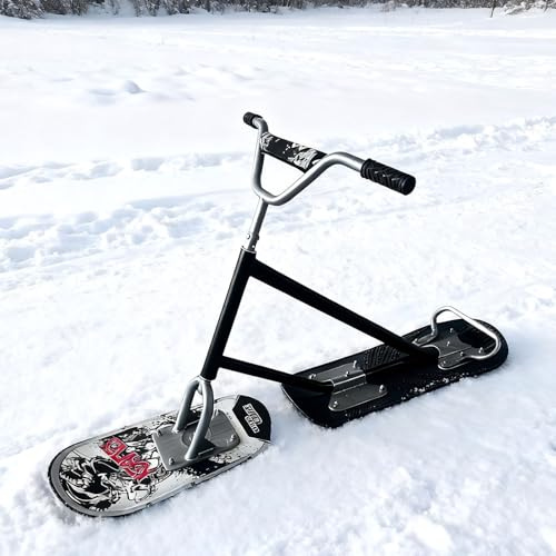 Snow Scooter für Anfänger & Erwachsene - Dual-Ski Stabilitätsdesign mit 360° drehbarer Rückwand, perfekt für Winterspaß auf Trails & Backcountry