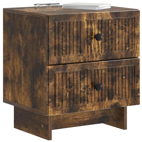 vidaXL Nachttisch Geräucherte Eiche 43 x 34,5 x 47,5 cm Holzwerkstoff, Schlafzimmer Nachtkommode, rechteckiger Schrank, Stauraum, praktische Lösung für Dein Zuhause