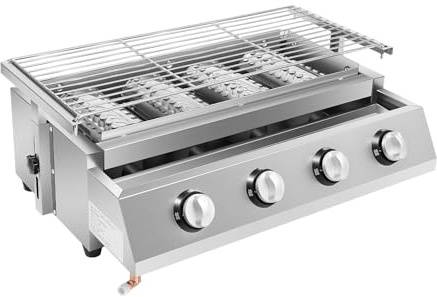 Edelstahl-Brenner Gasgrill Gas Grill Camping Bbq Tischgrill Set Campinggrill Tragbarer Edelstahl GastrobräTer GasbräTer BräTer FüR Outdoor Patio Garten Party Und Strand
