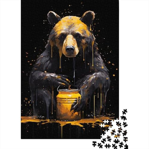 Brown Bear Honey Jar Art 1000 Piece Jigsaw Puzzle Paper Adult Relax
