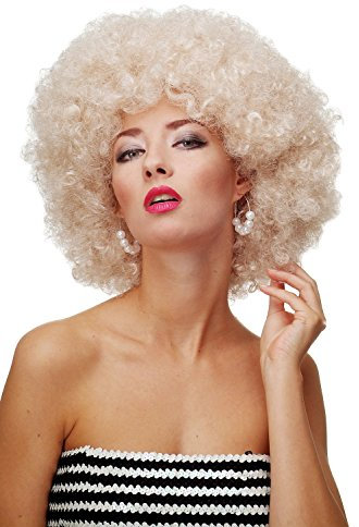 WIG ME UP - PW0011-P66 Perücke Afroperücke Afro 70er Jahre Party Partyperücke Funk Funky Disco Foxy Hellblond Blond Goldblond