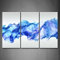 First Wall Art - Fumée Abstraite Tableau Toile Lignes Ondulées Bleues Peinture Murale Cadre 3 Pièces Moderne Art Poster Decoration pour Le Maison,Salon,Chambre,Cuisine