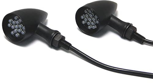 Alchemy Parts Motorbike Indicators Turn Signals LED Small Black 2pcs Front or Rear for Most Motorcycles Custom Cafe Racers Choppers Cruisers