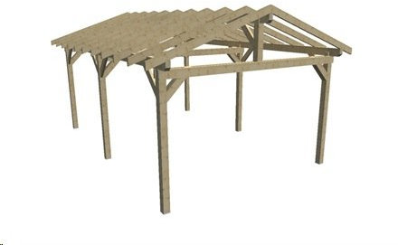 Habrita Carport Double avec préparation pour Couverture tuile