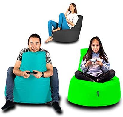 Sitzsack Gamer Beanbag 62 Farben Indoor Outdoor Sitzsäcke Gaming Beanbags Sitzkissen Erwachsene Riesensitzsack Kinder Lounge Bodenkissen Schule Kindergarten Tobekissen 80cm Durchmesser,Grau