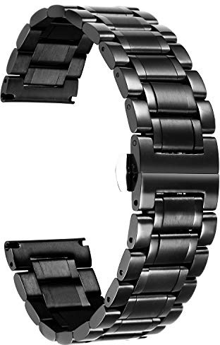 BINLUN Edelstahl Uhrenarmband 12/14/16/18/19/20/21/22/24mm Metall Ersatzarmband für Smartwatch Schnellwechsel, gerades & gebogenes Ende Damen&Herren