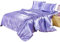 Panlom®- Satin Silk Soft Bedding Set Smooth Duvet Cover with Pillowcases (Purple, Single)