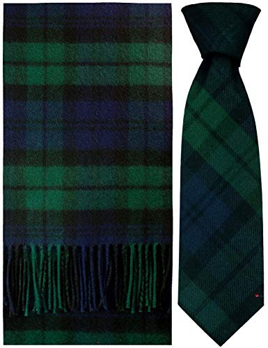 I LUV LTD Schal & Krawatte Geschenkset Black Watch Modern Tartan Schottischer Clan