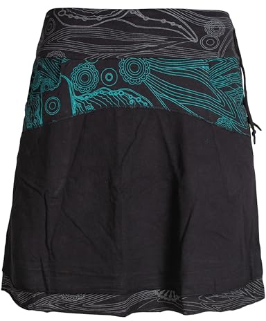 Vishes - Alternative Bekleidung - Lagenlook Goa Hippie Damen Rock Kurz Breiter Bund Taschen Röcke