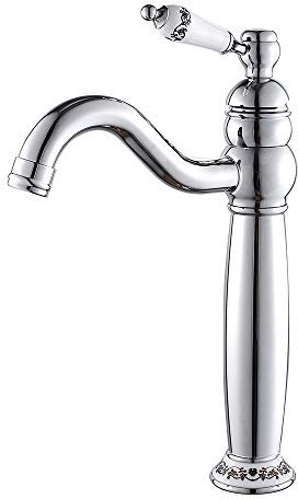 Ghopy Bathroom Basin Mixer Tap Chrome Tall Traditional Ceramic Single Lever Solid Brass Tall Hot and Cold Water Fuacet