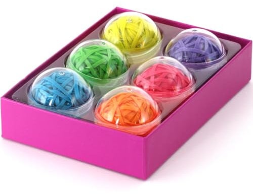 CALCUSO Rubber Bands: Color-sorted elastic rubber bands/rings for school/office supplies, 270 pieces, 6 colors with 45 pieces each, in balls