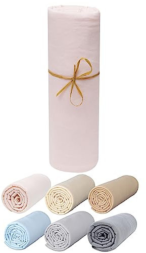 P'tit Basile - Baby Jersey Spannbettlaken 70x140 cm - Spannbetttüch 100% Bio-Baumwolle - Puderrosa - Stretch-Bettlaken mit Gummizug rundum - Zertifiziert ohne Schadstoffe - Krippen, Babykörbe
