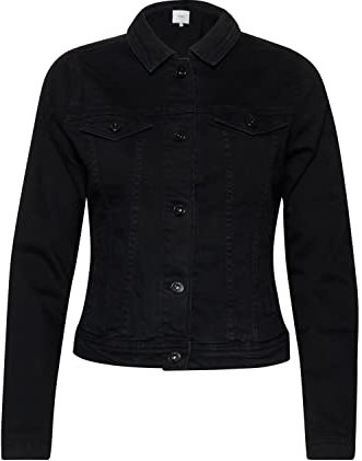 ICHI IHSTAMPE JA Damen Jeansjacke Denim Übergangsjacke mit Stretch und Knöpfen, Größe:38, Farbe:Black (10011)