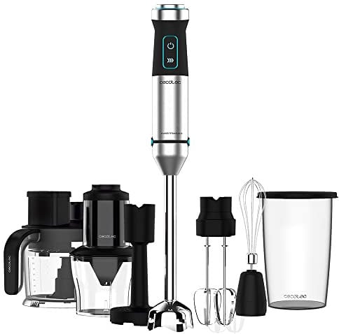 Cecotec Stabmixer Power TitanBlack 1500 XL TotalMix. 1500 W, CrossBlades Technologie mit 4-Klinge-Blättern mit schwarzer Titan-Beschichtung, extralangem Fuß, Spritzschutz-Klingeneinsatz, 800-ml-Glas