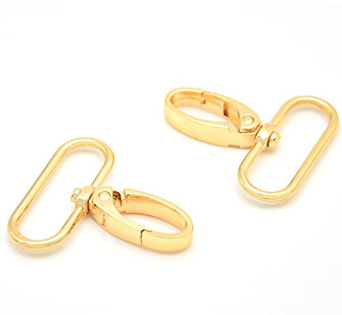15 Stück ovale Ring-Karabinerverschluss, Klauen-Druck-Tor-Verschlüsse, drehbare Karabinerhaken für Lederhandwerk, Riemen, Schlüsselband, Bänder (Gold, 3,8 cm)
