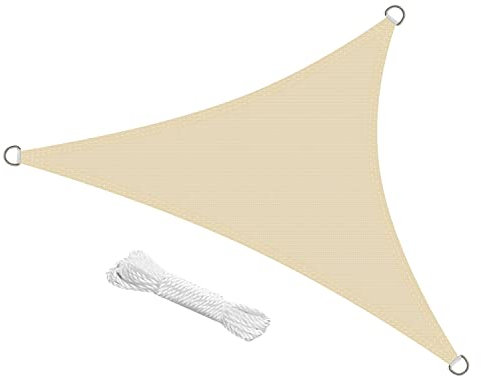 swift Vela Ombreggiante Triangolare 3x3x3 m Permeabile Protezione Anti Raggi UV Tenda a Vela, Telo Tenda da Sole a Vela per Esterno, Giardino & Gazebo, Beige