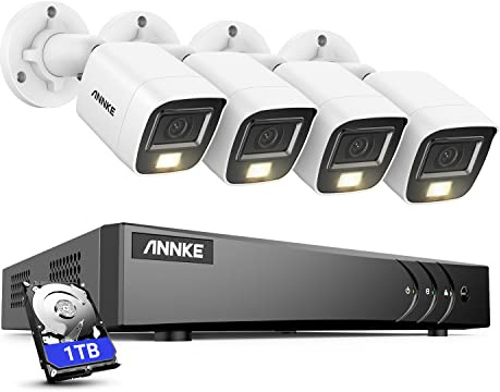 ANNKE Überwachungskamera Set mit Audioaufnehmen,8CH 3K Lite 5-in-1 CCTV DVR mit 4X 3K Überwachungskameras mit Mikrofon 100 Fuß IR Nachtsicht, H.265 + IP67 Wetterfest