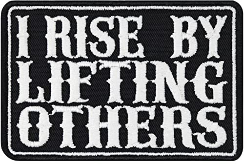 Motivation Patch I rise by lifting others Heavy Metal Aufnäher/Aufbügler Biker Emblem Bügelbilder/Applikation zum annähen/aufbügeln für alle Stoffe | 90x30mm