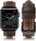 HUAFIY Compatibile Cinturino iWatch 42mm 44mm 45mm49mm, Pelle Nero per Donna Uomo per iwatch SE Serie 8/7/6/5/4/3/2 (42mm44mm45mm, pulsante nero caffè)