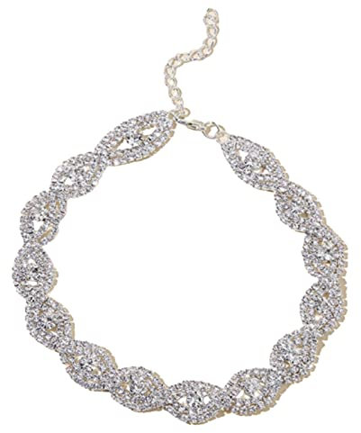 Yienate Damen Kristall Kette Halskette Halsband Strass Schlüsselbein Kette Mode Kurze Halskette für Frauen und Mädchen
