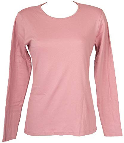 RAGNO Maglia Girocollo Donna Manica Lunga in Caldo Cotone Biologico Caldo e soffice Articolo D274AB BIO ML Giro, 082 Rosa Antico, S