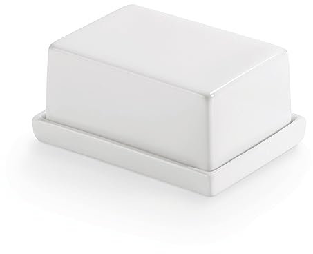 Depot4Design Cook & Eat Butterdose S, Butterschale für 125 g Butter, Porzellan, Weiß, 20404