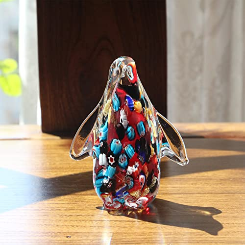 TURSGYZ Handgefertigte Bunte Pinguine aus Glas mundgeblasenes Glas farbige Glasur Briefbeschwerer Geburtstagsgeschenk Tischdekoration Heimdekoration