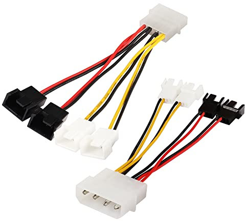 PNGKNYOCN 4-Pin Molex to 4 x 4 Pin Connector Cable (Power 4 Fans from 1 Molex Connection!) 2X12V / 2X5V for CPU Case Fans (2-Pack)
