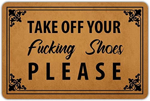 100 yeah Funny Doormat Non-Slip Outdoor/Indoor Rubber Door Mats for Front Door 23.6x15.7 (Take Off Your Shoes Please)