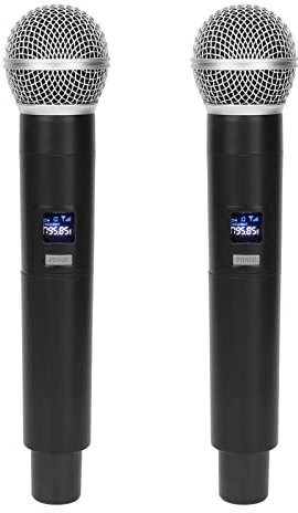 Microphone sans Fil, Microphones Dynamiques sans Fil Portables pour Chanter karaoké, Système de Micro Professionnel 1 pour 2, Microphone Polyvalent pour DJ Home