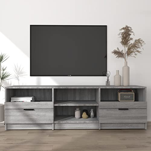 Canditree Meuble TV 150 cm Banc TV avec Tiroirs et Compartiments Armoire Basse Meuble Stéréo pour Salon Salle de Séjour (Sonoma Gris)