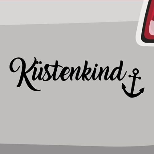 Küstenkind Aufkleber Sticker Anker Hamburg Sylt Rügen Hafen Fisch Küste Sparset (2X S 2X L 1x XL) Farbe: Schwarz