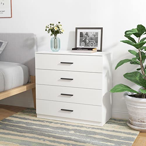 URBNLIVING White Wooden Bedroom Furniture Cabinet Chest of Drawers Dressing Table Wardrobe - 4 Draw Cabinet